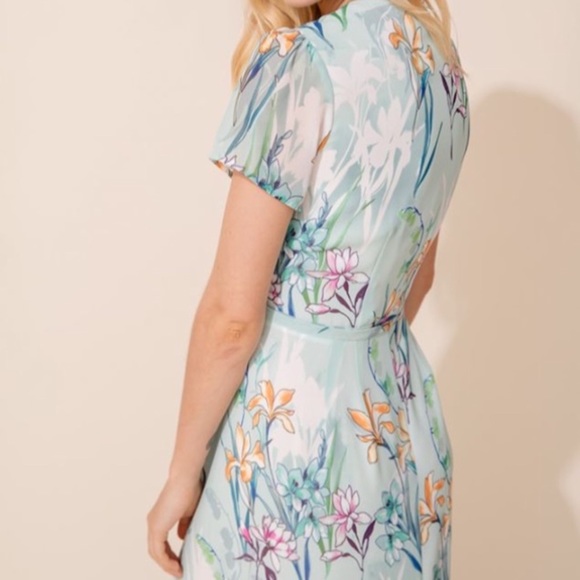 Yumi Kim Wrap Maxi Dress Woman’s Size Medium Mint Green Floral Print - Picture 3 of 12